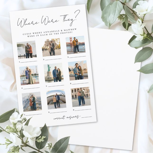 Waar waren ze Bruidsfeest Spel (Where Were They Bridal Shower Party Game )