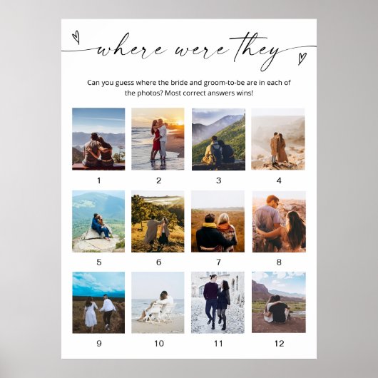 Waar waren ze bruidsspel Poster minimalistische fo (Voorkant)