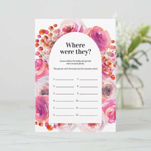 Waar waren ze douchegame Bright Floral Kaart (Staand voorkant)