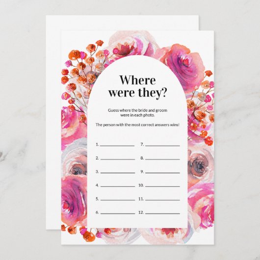 Waar waren ze douchegame Bright Floral Kaart (Voorkant / Achterkant)