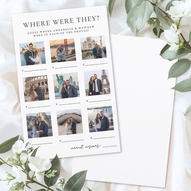 Waar waren ze Foto Bruiloft Game (Where Were They Bridal Shower Game )