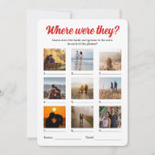 Waar waren ze foto gissen koppels douche spel kaart (Voorkant)