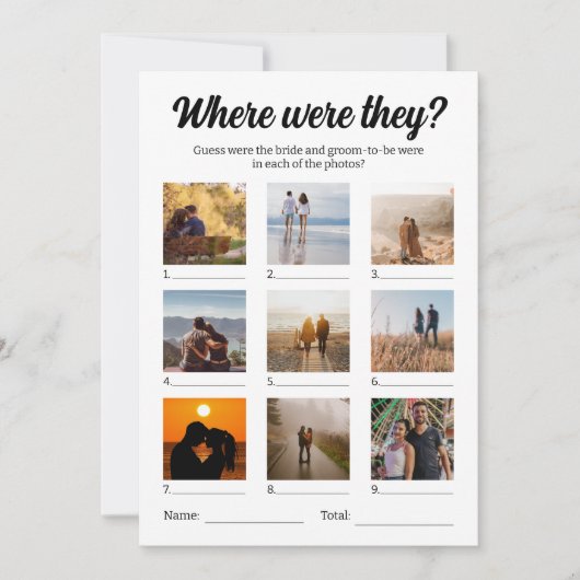 Waar waren ze foto gissen spel kaart (Voorkant)