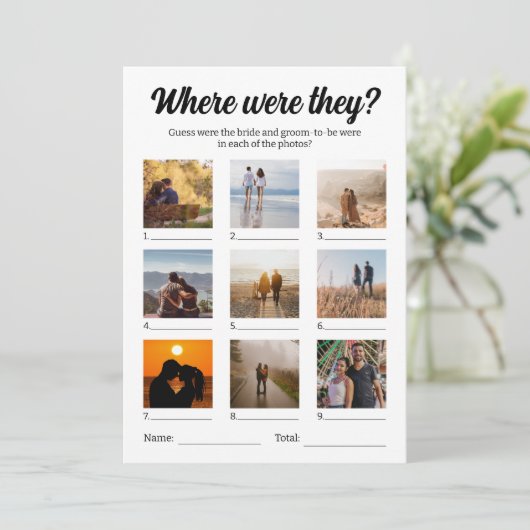 Waar waren ze foto gissen spel kaart (Staand voorkant)
