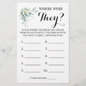 Waar waren ze? Greenery Eucalyptus Game Card Flyer (Voorkant)