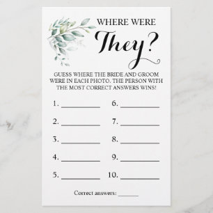 Waar waren ze? Greenery Eucalyptus Game Card Flyer