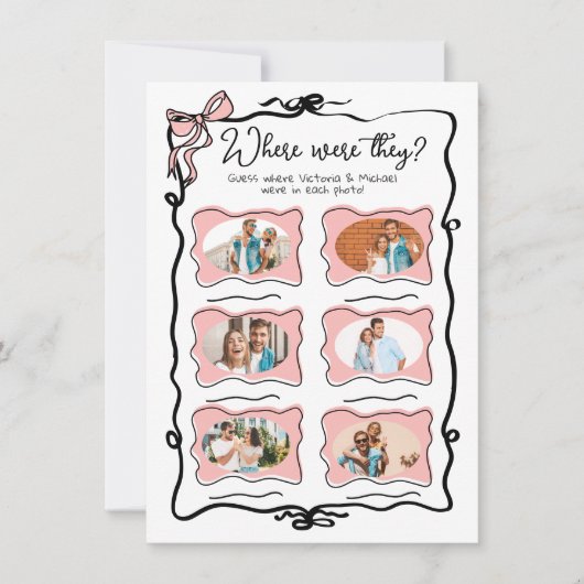 Waar waren ze Photo Hand getrokken Bow Bridal spel Kaart (Voorkant)