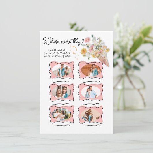 Waar waren ze Photo Scooped Up Bruids spel Kaart (Staand voorkant)