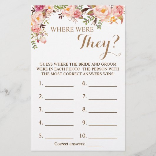 Waar waren ze? Roze Floral Game-kaart Flyer (Voorkant)