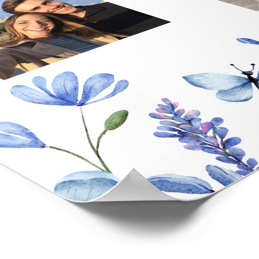 Waar waren ze spel 10 Foto Blauwe Wildbloem Poster (Hoek)