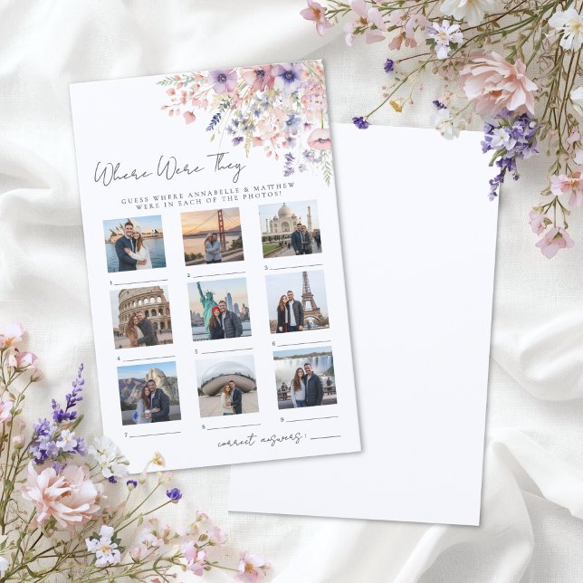 Waar waren ze spel Wildflower Bruids Shower (Where Were They Game Wildflower Bridal Shower)