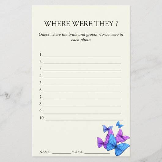 Waar waren ze Vrijgezellenfeest Game Butterfly Fly Flyer (Voorkant)