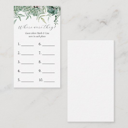 Waar waren ze? Vrijgezellenfeest game-kaart Informatiekaartje (Voorkant / Achterkant)