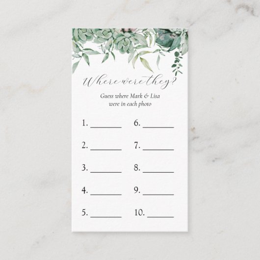 Waar waren ze? Vrijgezellenfeest game-kaart Informatiekaartje (Voorkant)