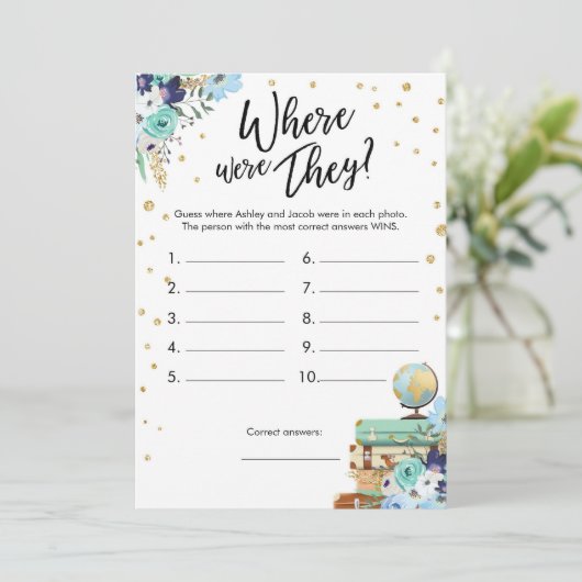 Waar waren ze Vrijgezellenfeest Game Travel Blue? Kaart (Staand voorkant)