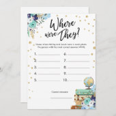 Waar waren ze Vrijgezellenfeest Game Travel Blue? Kaart (Voorkant / Achterkant)