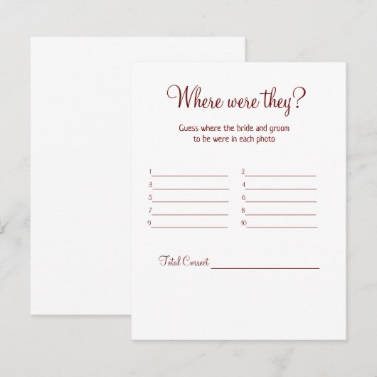 Waar waren ze vrijgezellenfeest Place Game Card Notitiekaartje (Voorkant / Achterkant)