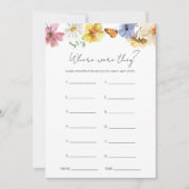 Waar waren ze Wildflower Vrijgezellenfeest Game Ka Kaart (Voorkant)