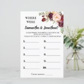 Waar waren Zij Marsala Bloemen Bruidsdouche Spel (Staand voorkant)