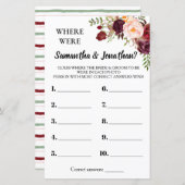 Waar waren Zij Marsala Bloemen Bruidsdouche Spel (Voorkant / Achterkant)