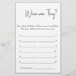 Waar waren Zij? Shower Spel Kaart Flyer
