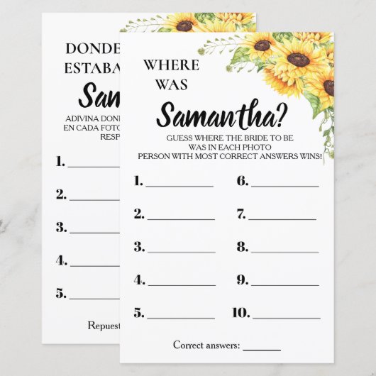 Waar was haar vrijgezellenfeest engels spaans spel (Voorkant / Achterkant)