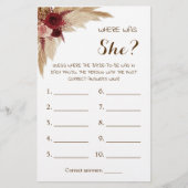 Waar was ze? Pampas Grass Game-kaart Flyer (Voorkant)