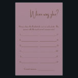 Waar was ze? Shower Game Kaart Flyer<br><div class="desc">Maak het uw eigen door jouw tekst toe te voegen. Als u toegang wilt krijgen tot geavanceerde bewerkingsgereedschappen, gaat u naar "Personaliseren", scrolt u naar beneden en drukt u op de link "Klik om verder aan te passen". Voor meer passende design klik de verbinding "Andere producten van dit collectie"</div>