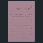 Waar was ze? Shower Game Kaart Flyer<br><div class="desc">Maak het uw eigen door jouw tekst toe te voegen. Als u toegang wilt krijgen tot geavanceerde bewerkingsgereedschappen, gaat u naar "Personaliseren", scrolt u naar beneden en drukt u op de link "Klik om verder aan te passen". Voor meer passende design klik de verbinding "Andere producten van dit collectie"</div>