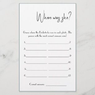 Waar was ze? Shower Game Kaart Flyer