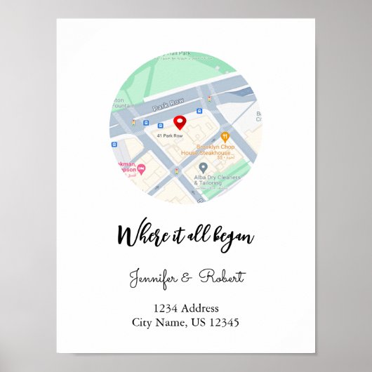 Waar we ontmoetten kaart | Gepersonaliseerd Jubile Poster (Voorkant)