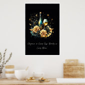 Waar wijn aan Rozen voldoet" Poster (Keuken)