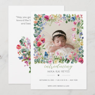 Waar Wilde Bloemen Groeien Welkom Baby Kaart