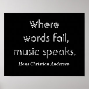 Waar woorden falen — Muziekquote — afdrukken Poster