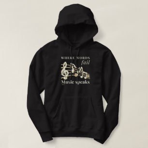 WAAR WOORDEN FALEN SPREEKT MUZIEK inspirerend gesc Hoodie