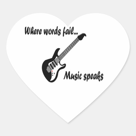 Waar woorden ontbreken, spreekt muziek hart sticker (Voorkant)