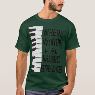 Waar woorden vallen het Pianomuziekthema van het t T-shirt