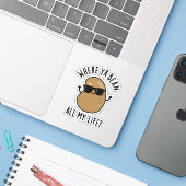 Waar Ya Bean Al Mijn Leven Grappige Legume Pun Sticker (Laptop met iPhone)