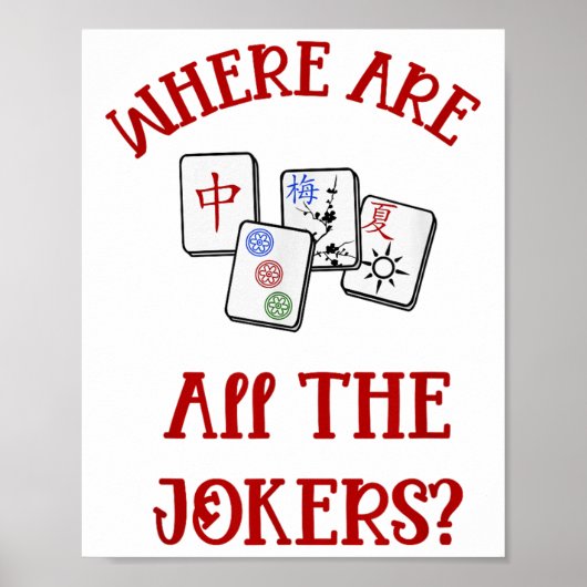 Waar zijn alle grappenmakers grappige mahjong poster (Voorkant)
