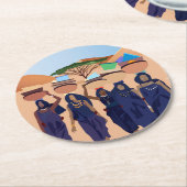 Waar zijn de baby's? ronde kartonnen onderzetter (Gebogen)