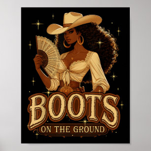 Waar zijn die fans? Laarzen op de grond Zwarte Cow Poster