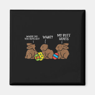 Waar zijn jullie naar Chocolate Bunny Funny Paasen Magneet