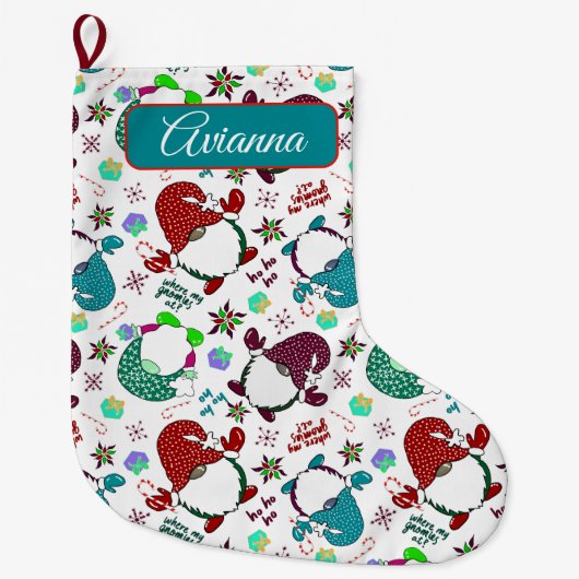 Waar zijn mijn kabouters? Vakantie Gnome-White Grote Kerstsok (Voorkant)