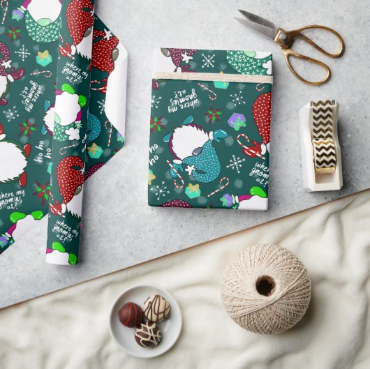 Waar zijn mijn kabouters? Wintergreen Kerstmis Gno Cadeaupapier (Crafts)