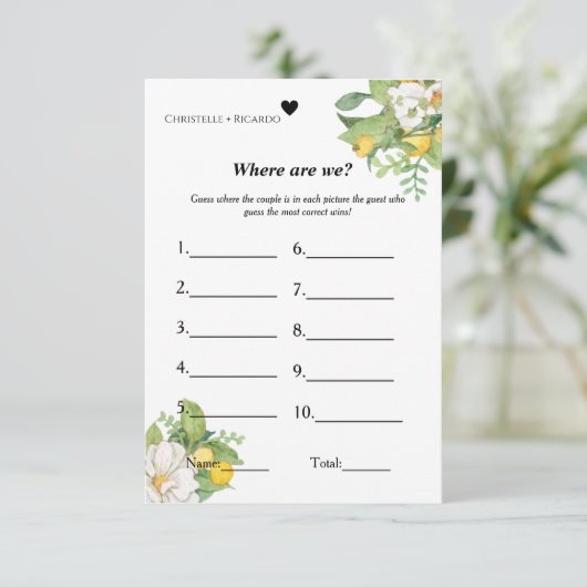 Waar zijn we lemonTheme spel vrijgezellenfeest spe Kaart (Staand voorkant)