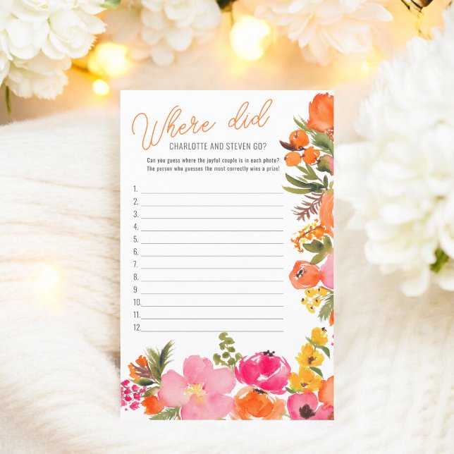 Waar zijn ze naar toe gegaan vet vrijgezellenfeest (Where did they go bold flowers bridal shower game)