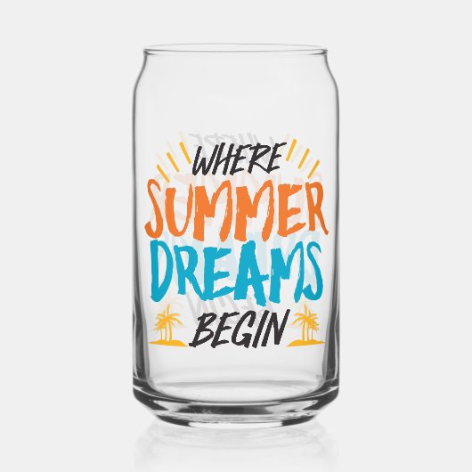 Waar zomerdromen beginnen tropisch paradijs blikvorm glas (Achterkant)