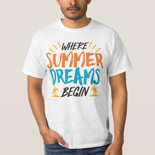 Waar zomerdromen beginnen tropisch paradijs t-shirt (Voorkant)