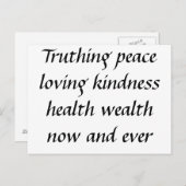 Waarachtig vrede liefdevolle vriendelijkheid gezon briefkaart (Voorkant / Achterkant)