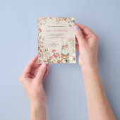 Waarde Bunny Floral 1e Verjaardag Meisje Uitnodigi Flyer (Hand)